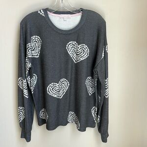 P. J. Salvage Gray Sweatshirt with Hearts Size L